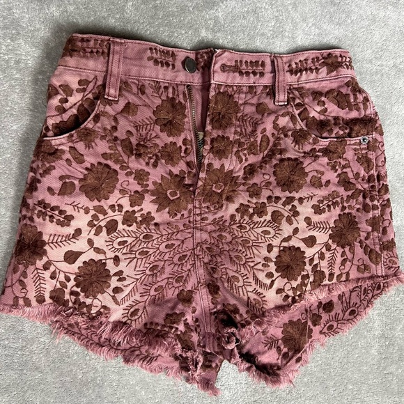 Free People Shorts Womens 25 Etienne Field High Waist Boho Embroidered Festival - Picture 7 of 13